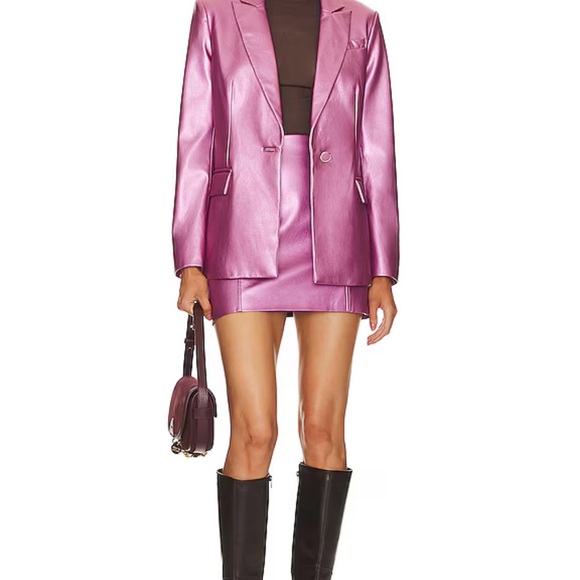 Milly Alexa Crinkled Vegan Leather Blazer NWT - Picture 2 of 9